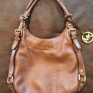 MK Michael Kors Acorn Brown Hobo Purse Pebbled Leather Authentic